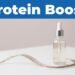 A protein treatment bottle beside a shimmering strand of fine hair.